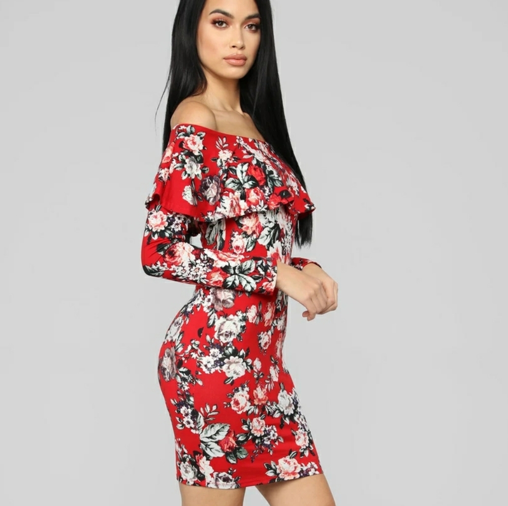 NWOT Fashionnova Floral Dress Red